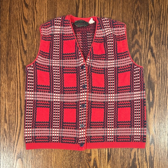 Vintage Sweaters - Vintage 90s Plaid Knit Sweater Vest
